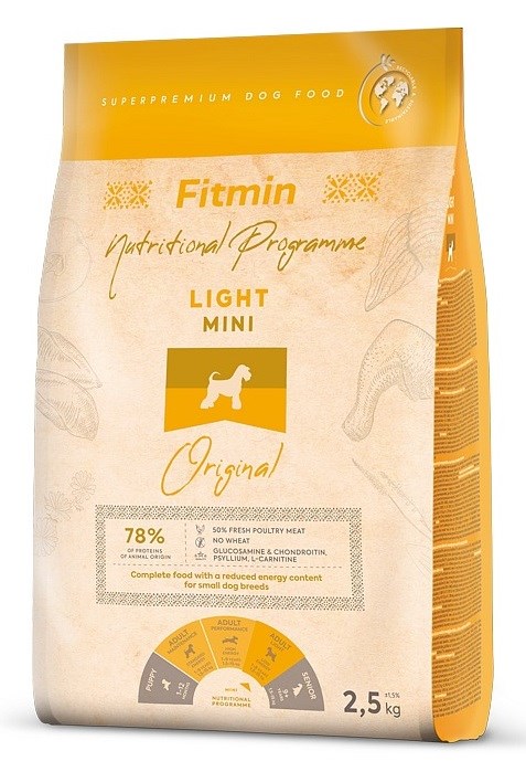 Osta tuote FITMIN Light Mini Original – koiran kuivaruoka – 2-5 kg verkkokaupastamme Korhone 10% alennuksella koodilla KORHONE
