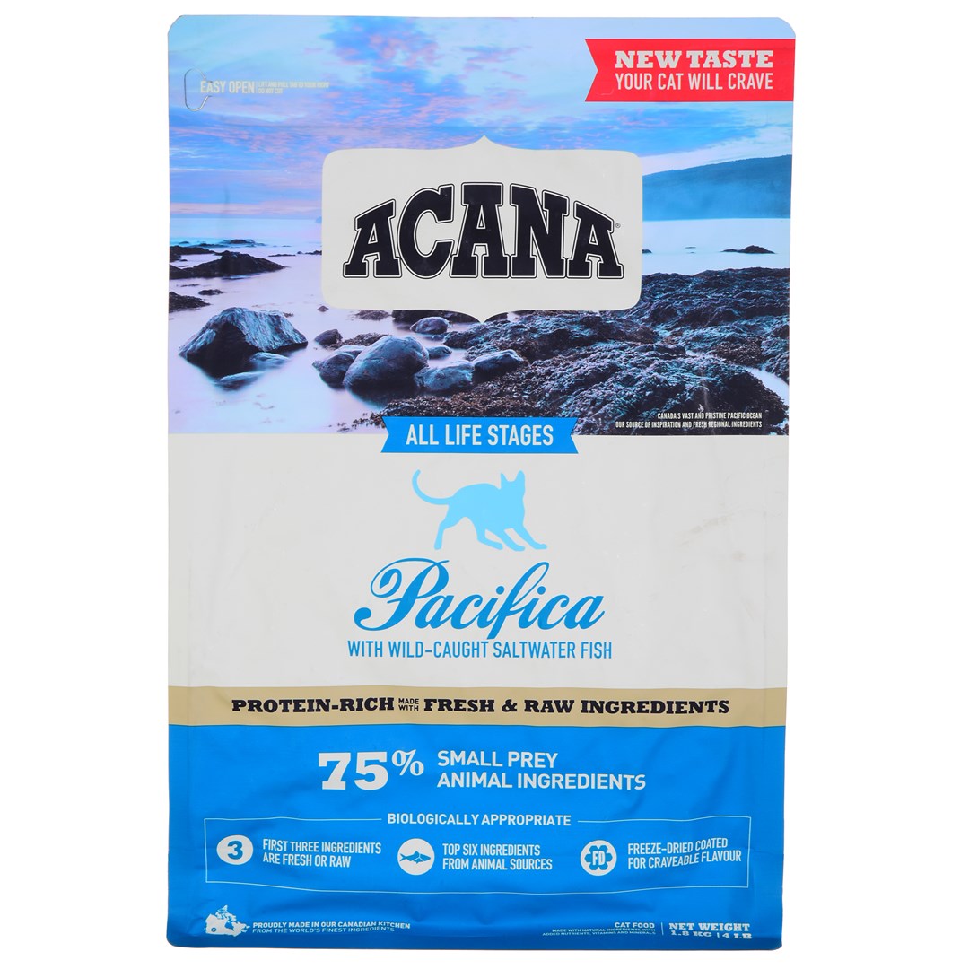 Osta tuote ACANA Regionals Pacifica – kissan kuivaruoka – 1-8 kg verkkokaupastamme Korhone 10% alennuksella koodilla KORHONE