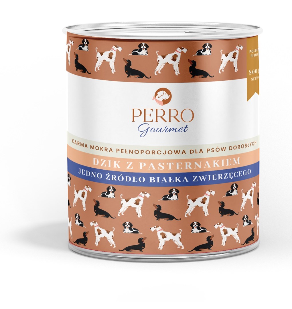 Tuntitarjouksena verkkokaupassamme Korhone on PERRO Gourmet Villisika palsternakkalla – koiran märkäruoka – 800g