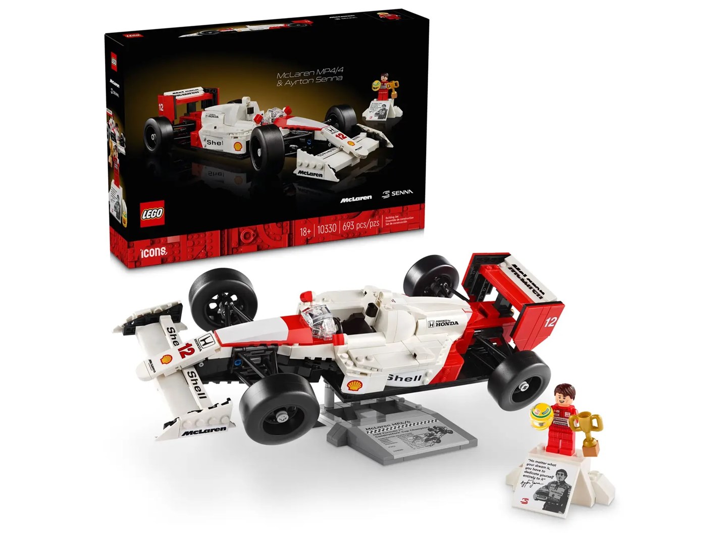 Tuntitarjouksena verkkokaupassamme Korhone on LEGO ICONS 10330 McLaren MP4/4 & Ayrton Senna
